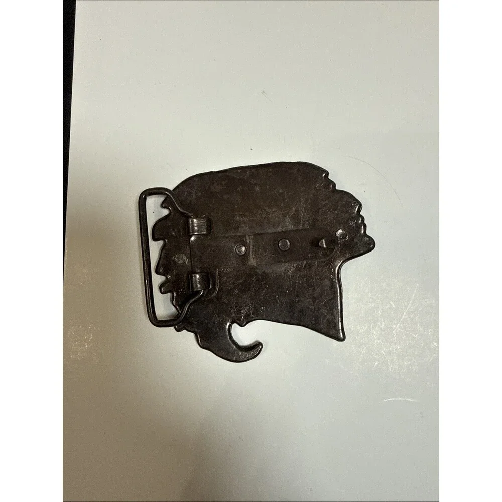 Vintage Brass Indian Head Belt Buckle Western Americana Native American